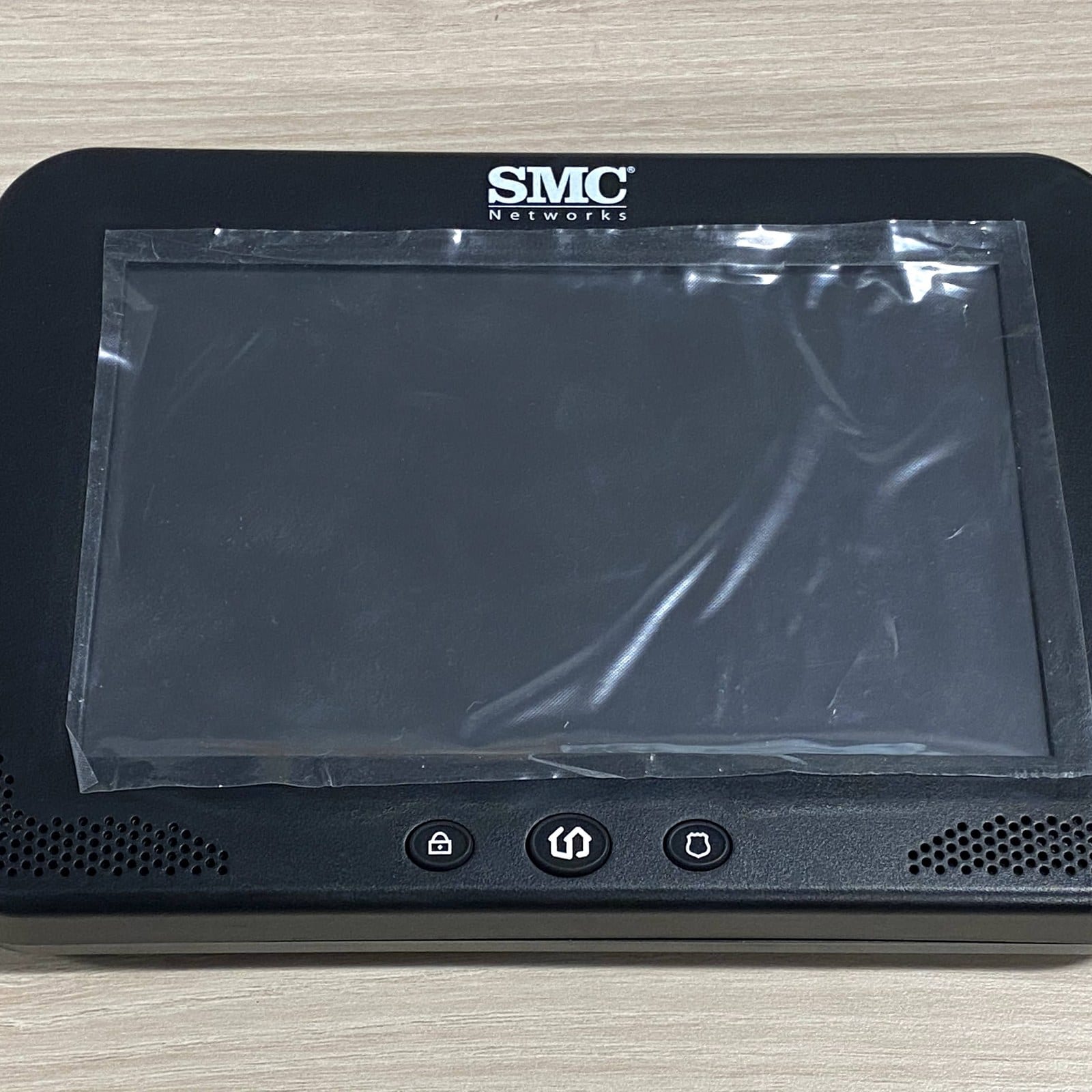 The P5 all-in-one touchscreen, built by SMC, still in its protective film